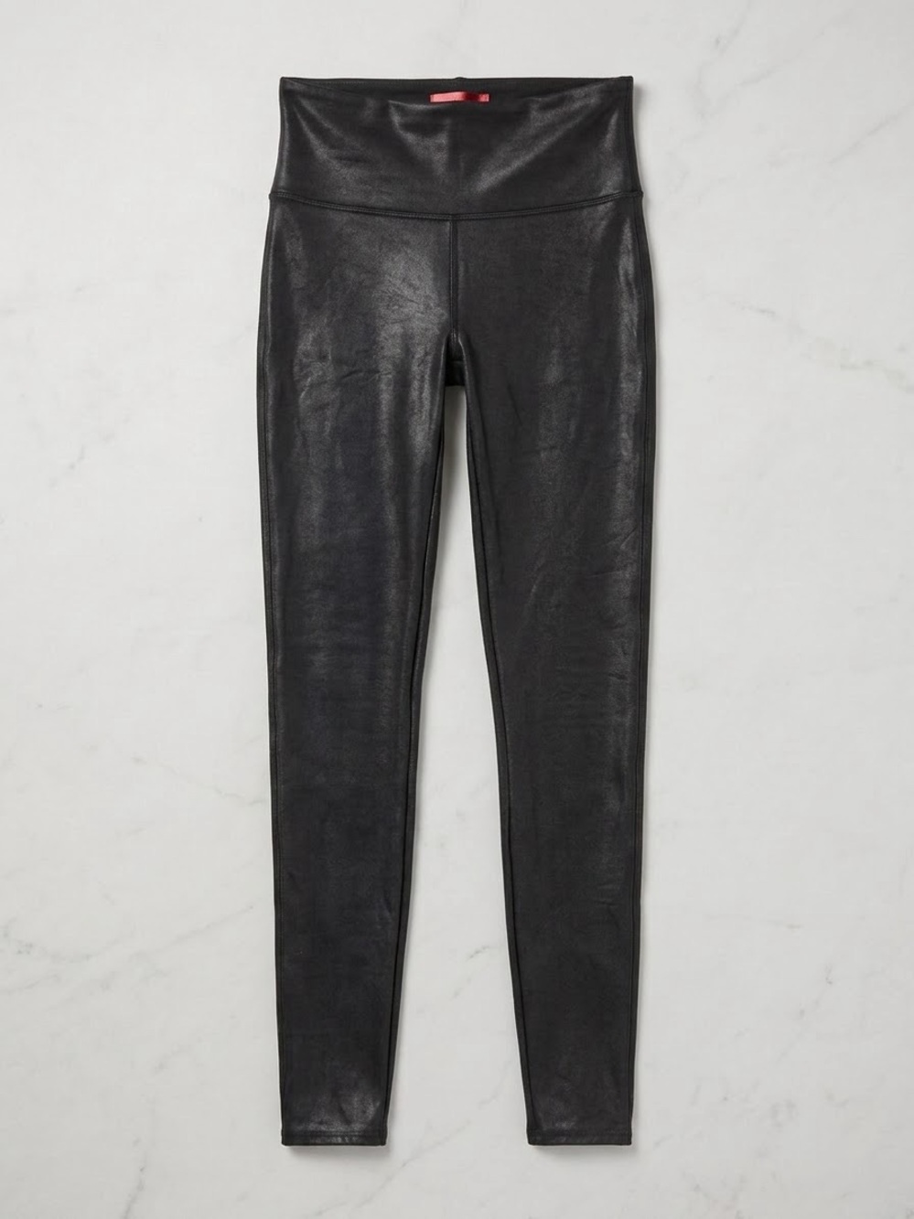 SPANX Black Faux-Leather High-RiseTummy Control leggings- medium